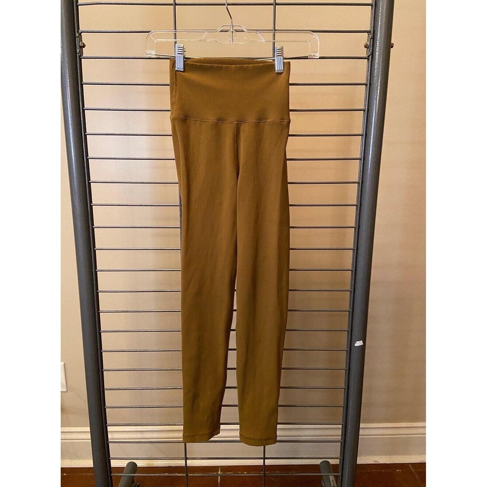 OFFLINE by Aerie Ribbed High Waisted Leggings Mustard Brown Small 24 Inseam